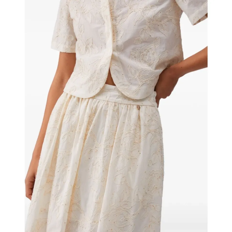Natural Flower Sequi Midi Skirt