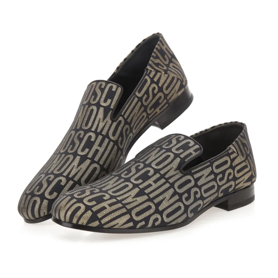 Noir Or Logo Lurex Loafers