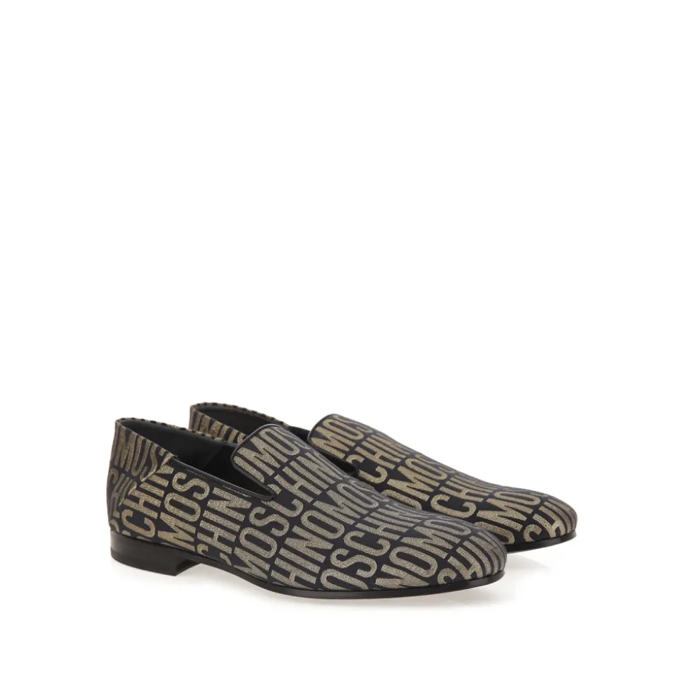 Noir Or Logo Lurex Loafers