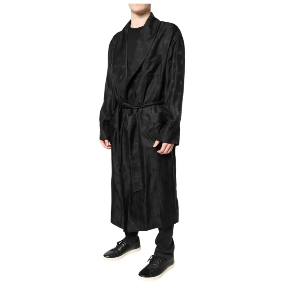 Noir Soie DG Logo Homme Veste Enveloppante