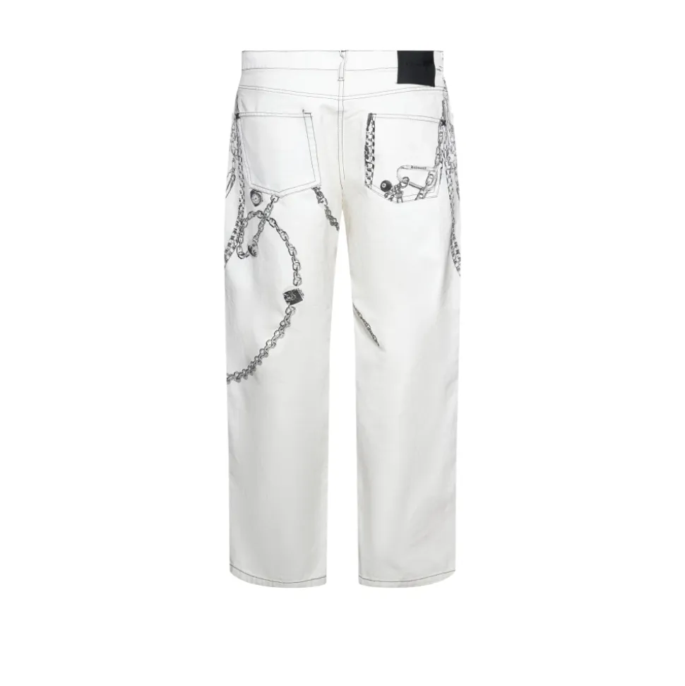 Ornamental Graphic Straight Jeans