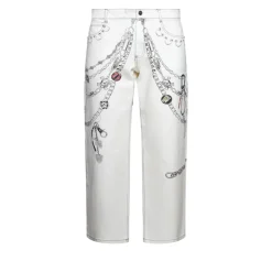 Ornamental Graphic Straight Jeans
