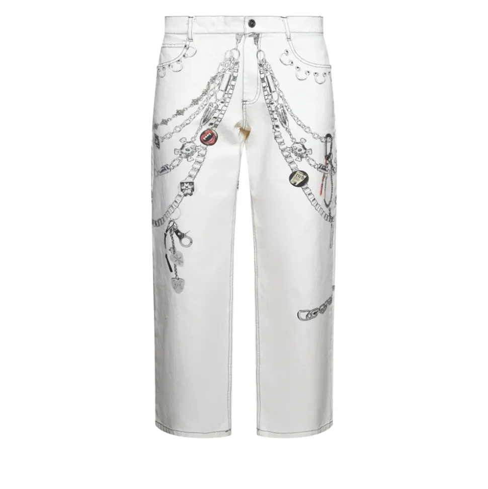 Ornamental Graphic Straight Jeans
