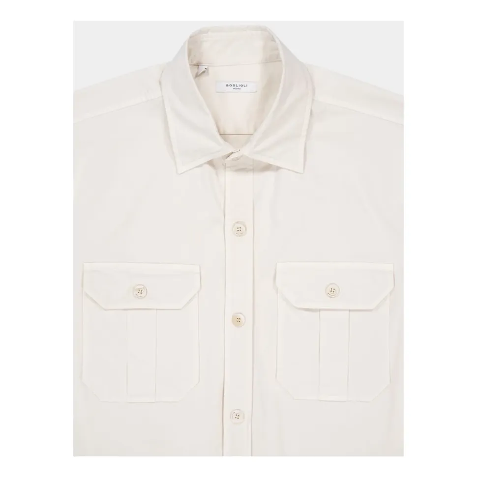 Overshirt en Coton Blanc avec Poches