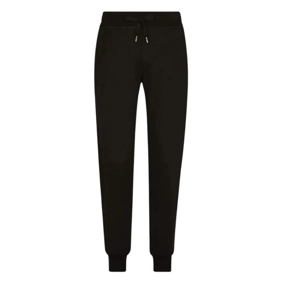 Pantalon de Piste à Logo Classique Coton Noir