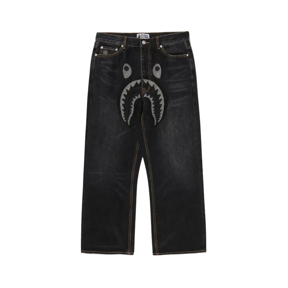 Pantalon en Denim Coupe Droite Shark