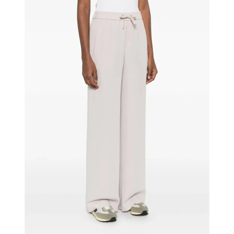 Pantalon Fluide Jambe Large avec Cordon de Serrage