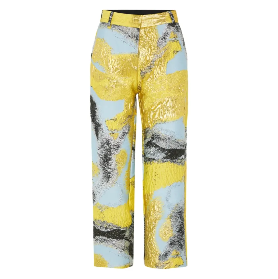 Pantalon Jacquard Taille Haute Abstrait