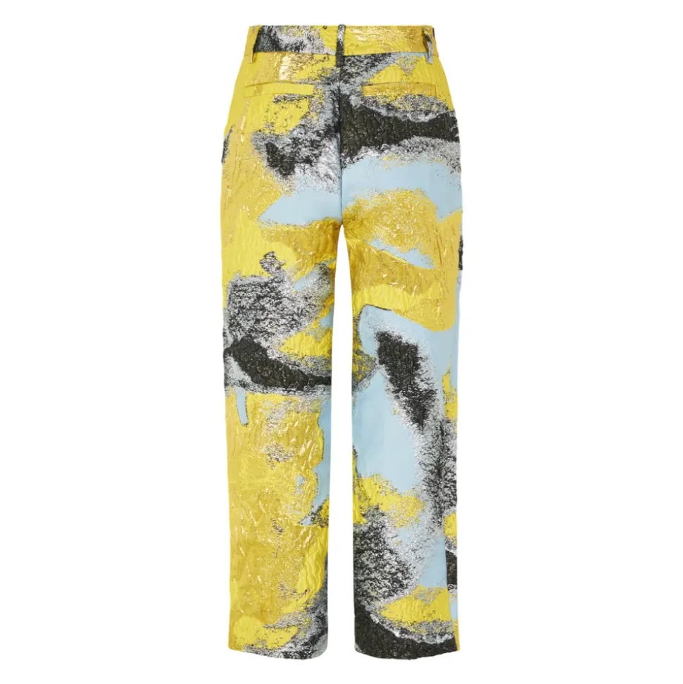 Pantalon Jacquard Taille Haute Abstrait