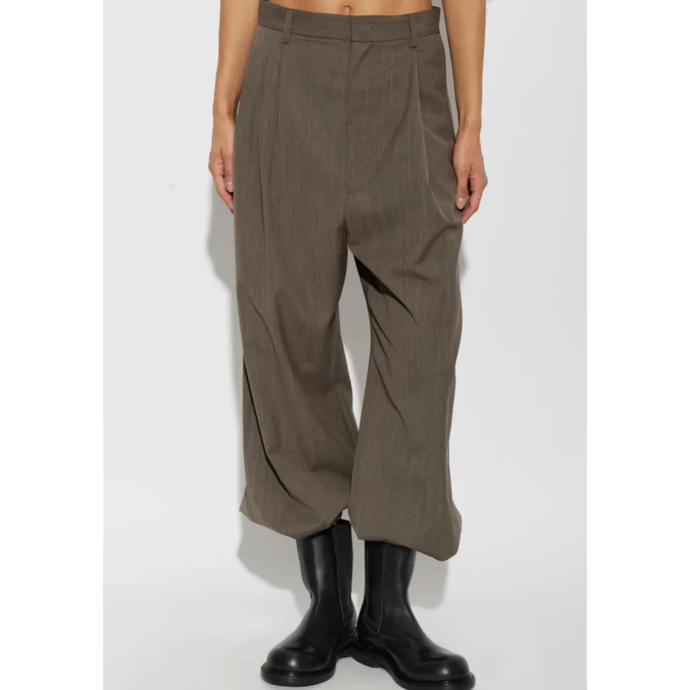 Pantalon Large en Laine Plissée