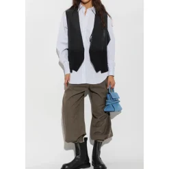 Pantalon Large en Laine Plissée