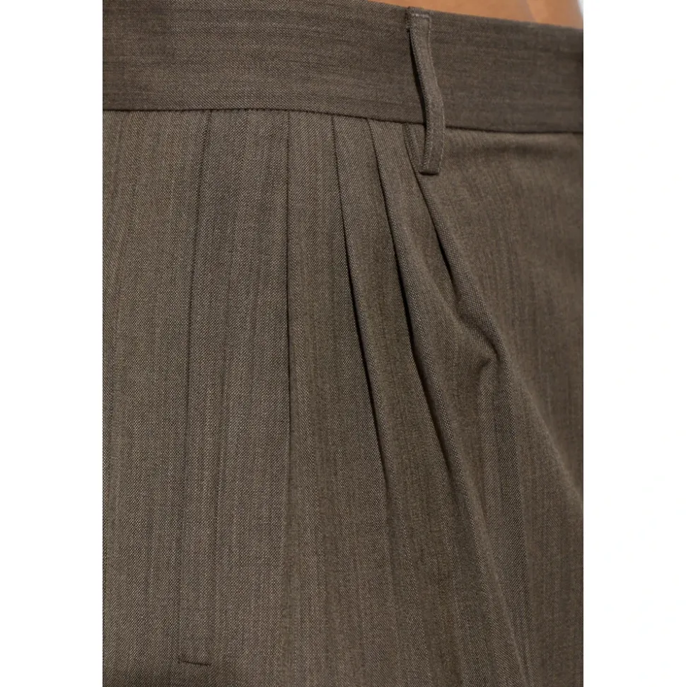 Pantalon Large en Laine Plissée