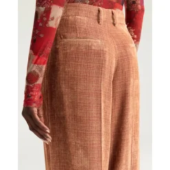 Pantalon long à jambes larges en velours côtelé travaillé