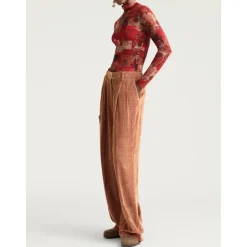 Pantalon long à jambes larges en velours côtelé travaillé