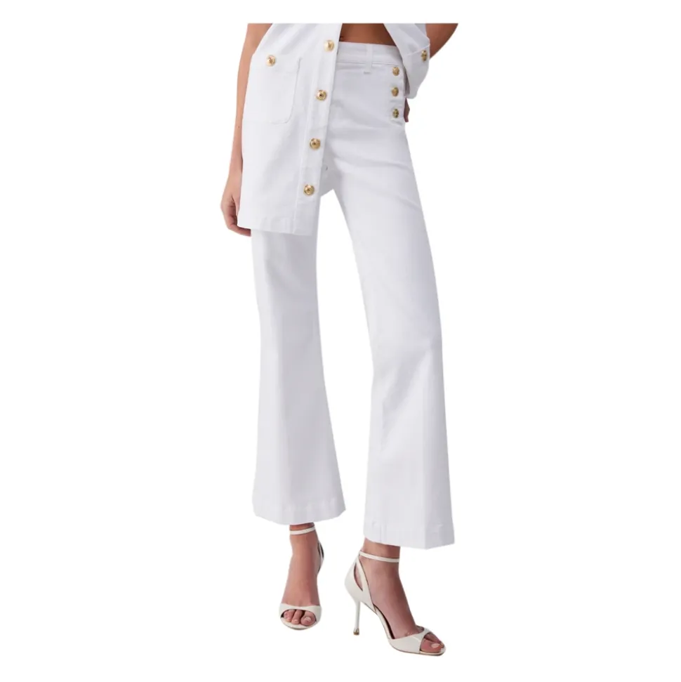 Pantalon taille haute à boutons