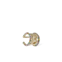 Pave Logo Earcuff Light Gold/Multicolor