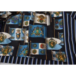 Peignoir Noir Bleu avec Doublure Imprimée Martini