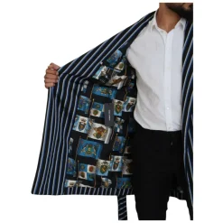 Peignoir Noir Bleu avec Doublure Imprimée Martini