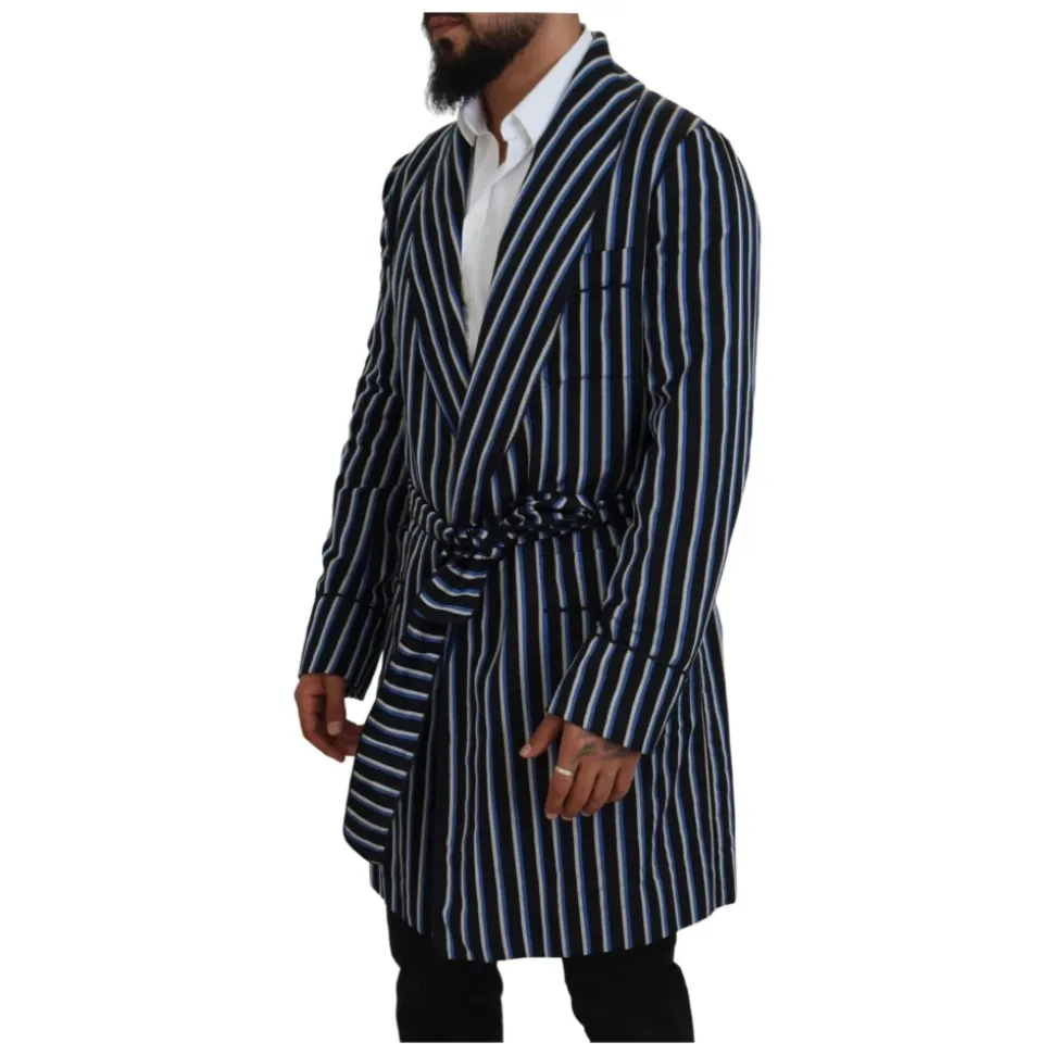 Peignoir Noir Bleu avec Doublure Imprimée Martini