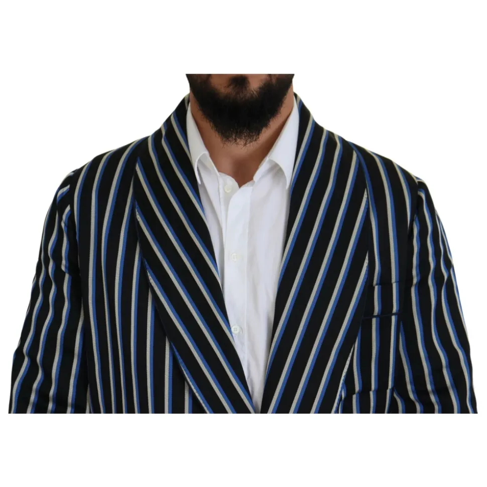 Peignoir Noir Bleu avec Doublure Imprimée Martini