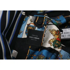 Peignoir Noir Bleu avec Doublure Imprimée Martini
