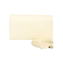 Pochette en cuir boutonnée avec bandoulière amovible