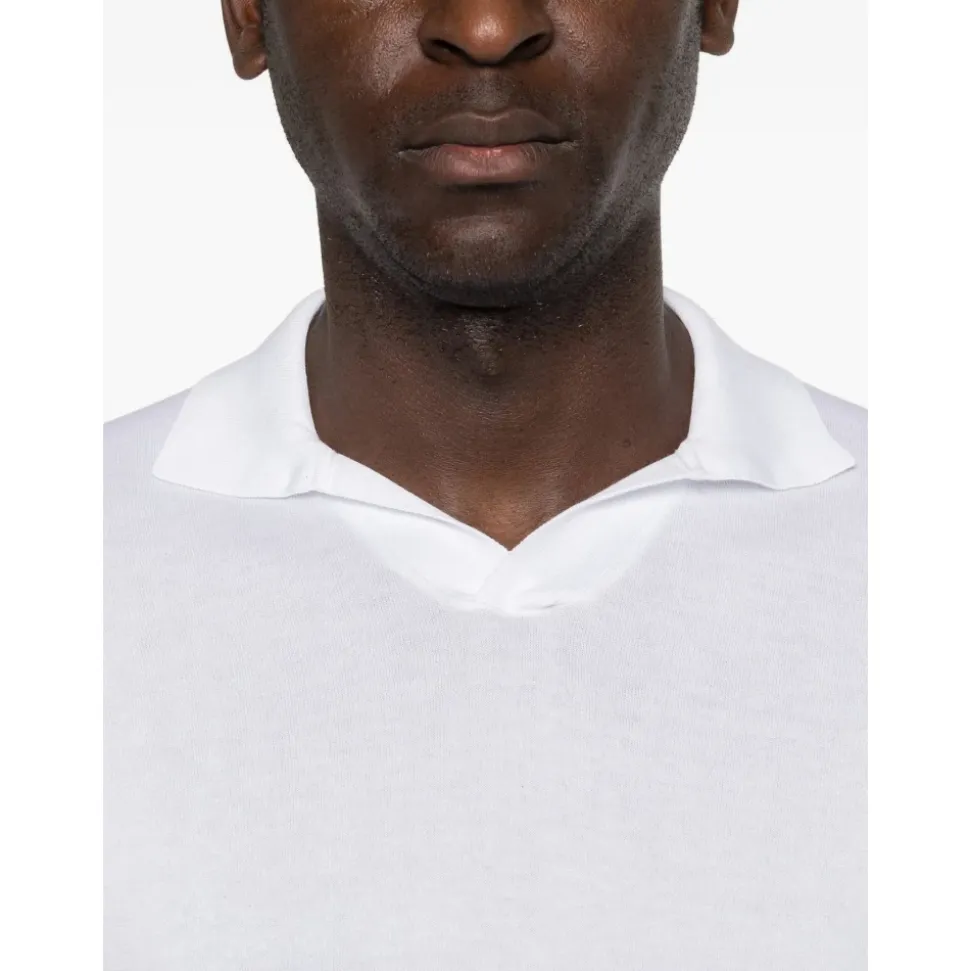 Polo en maille à col en V en coton