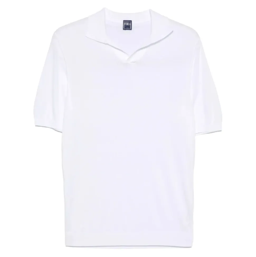 Polo en maille à col en V en coton