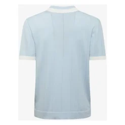 Polo en Maille à Zip Ciel Bleu