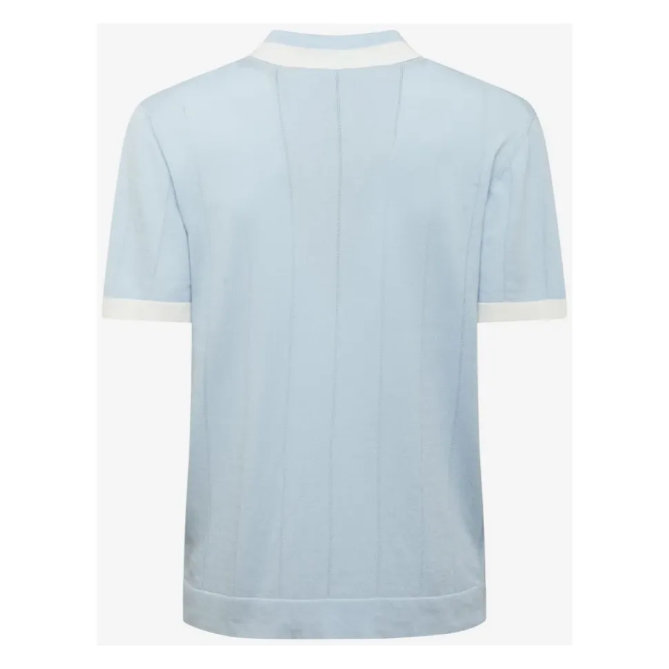 Polo en Maille à Zip Ciel Bleu