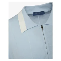 Polo en Maille à Zip Ciel Bleu