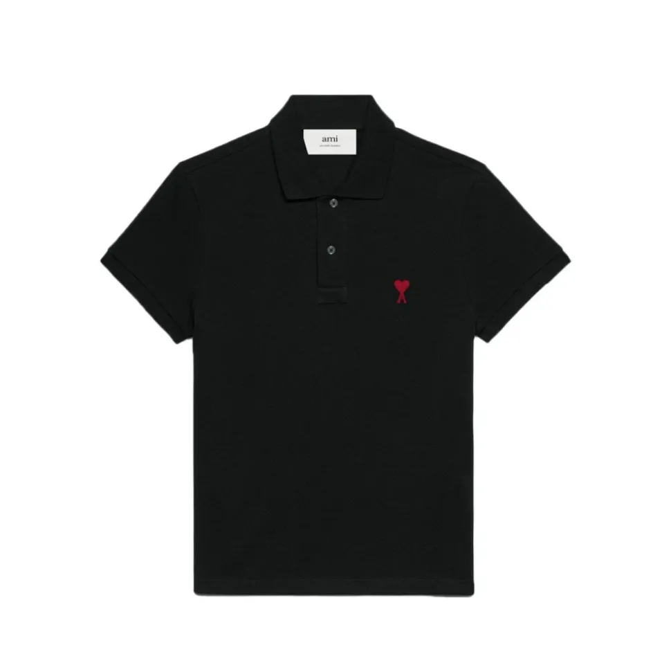 Polo Logo Cœur Coton Noir
