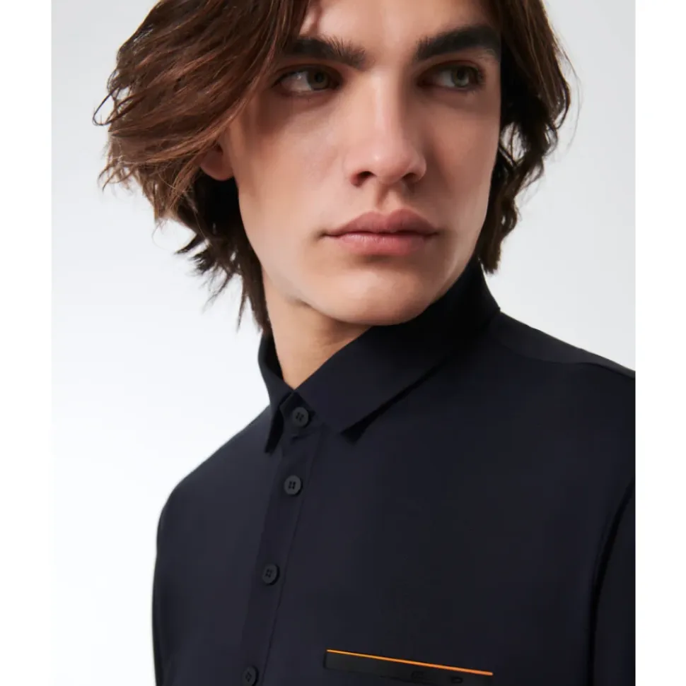 Polo Noir avec Poche Oxford