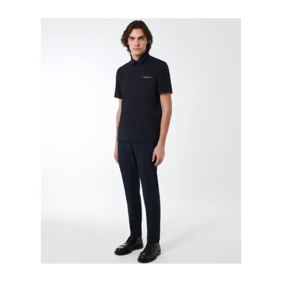 Polo Noir avec Poche Oxford