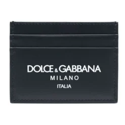 Porte-cartes en Cuir Bleu Nuit avec Logo Imprimé