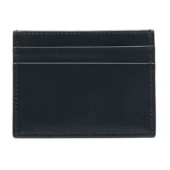Porte-cartes en Cuir Bleu Nuit avec Logo Imprimé