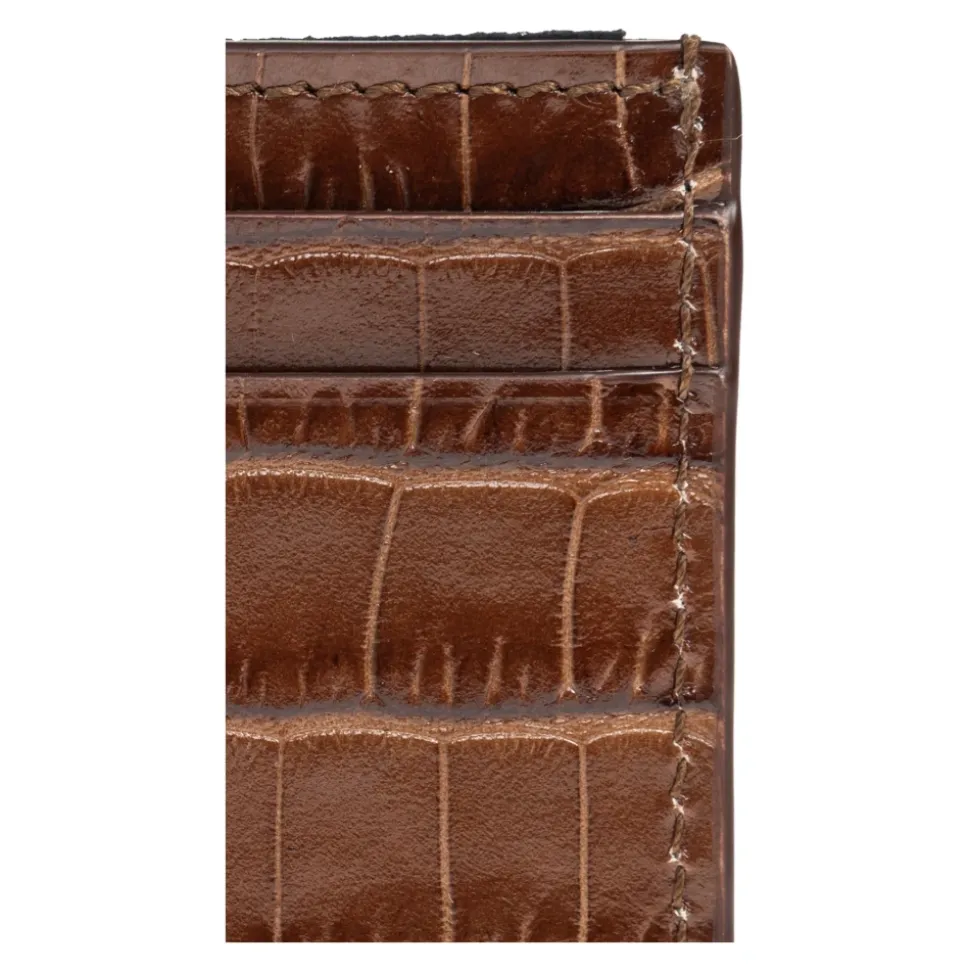 Porte-cartes en cuir embossé crocodile
