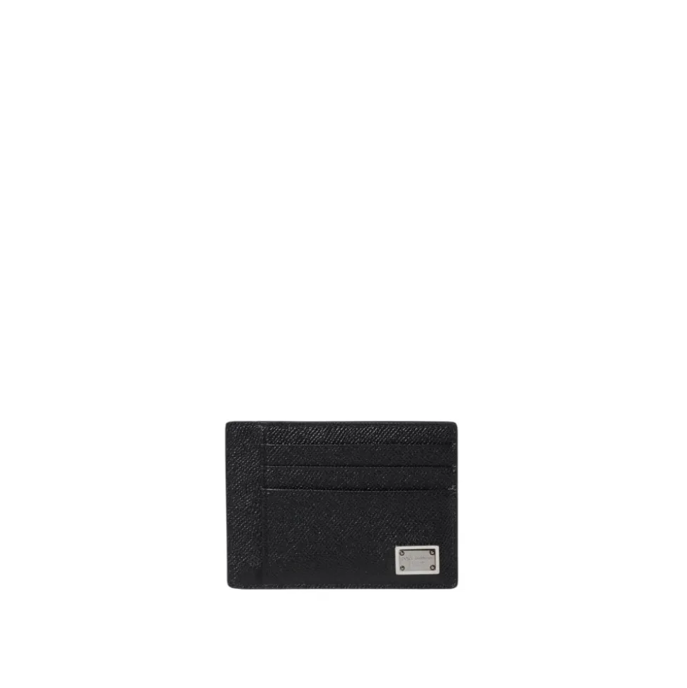Porte-cartes en cuir noir