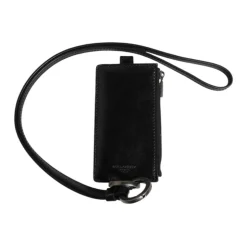 Porte-cartes en cuir noir avec logo