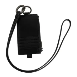 Porte-cartes en cuir noir avec logo
