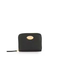 Porte-cartes en cuir noir à fermeture éclair