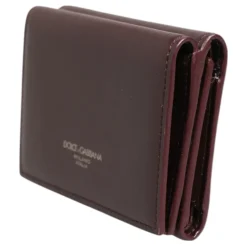 Porte-cartes Trifold en Cuir avec Logo Estampé