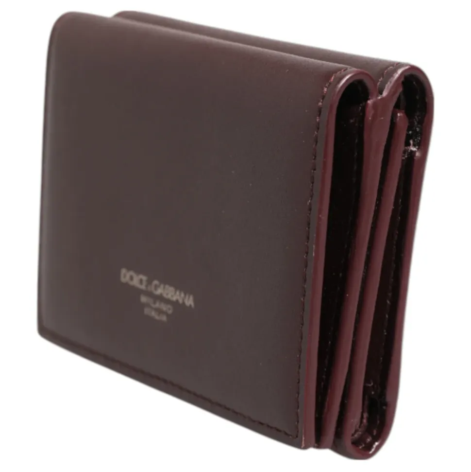 Porte-cartes Trifold en Cuir avec Logo Estampé