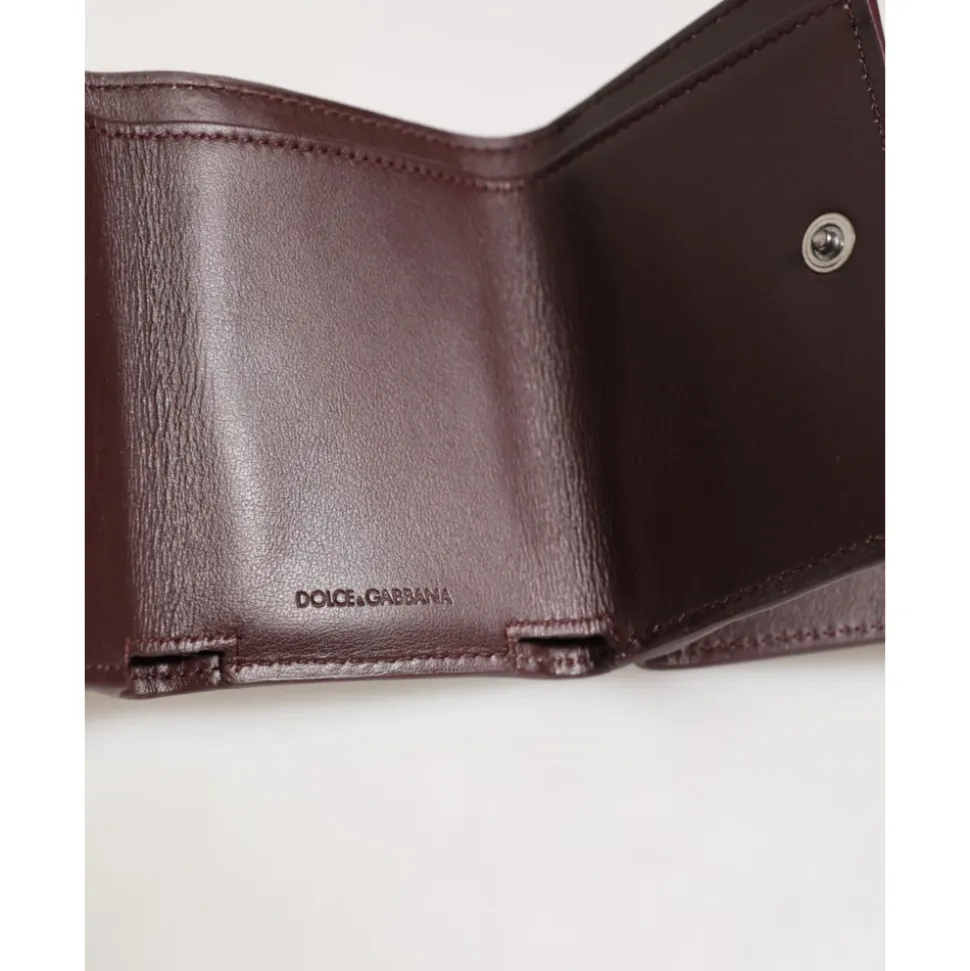 Porte-cartes Trifold en Cuir avec Logo Estampé