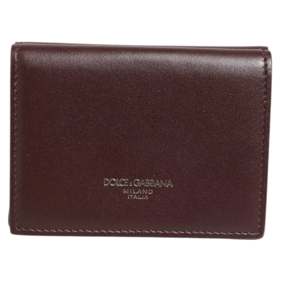 Porte-cartes Trifold en Cuir avec Logo Estampé