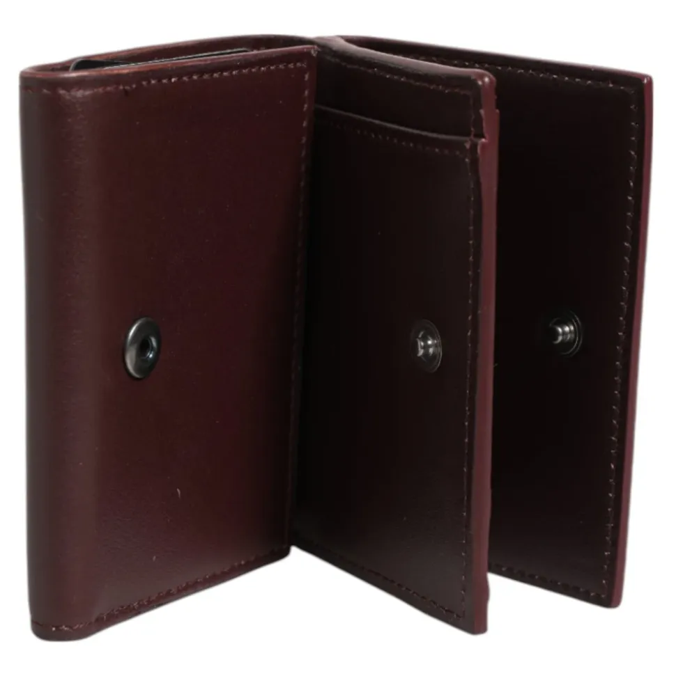 Porte-cartes Trifold en Cuir avec Logo Estampé
