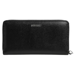 Portefeuille continental homme en cuir noir à fermeture éclair
