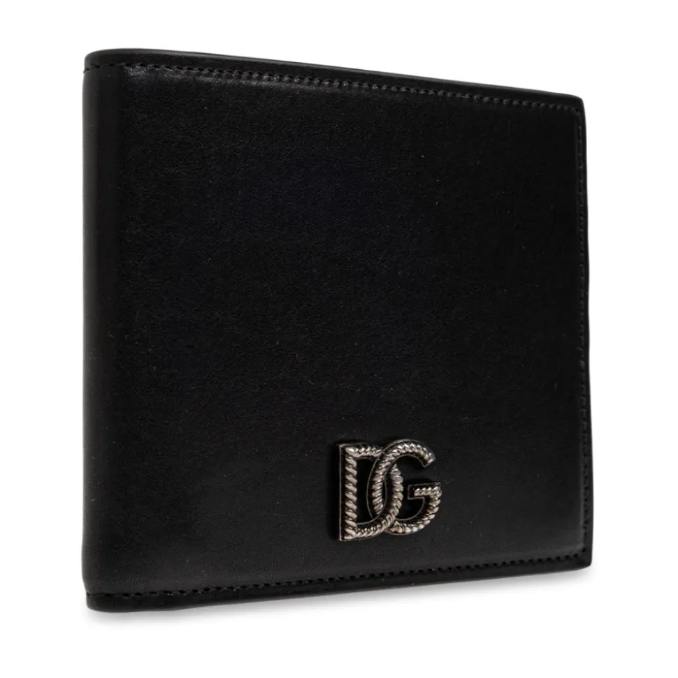 Portefeuille en cuir avec application en forme de logo