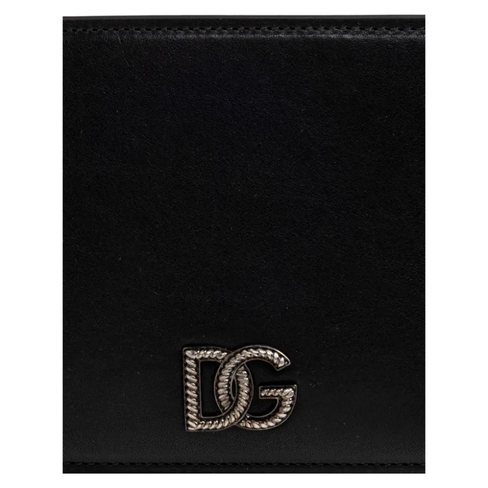 Portefeuille en cuir avec application en forme de logo