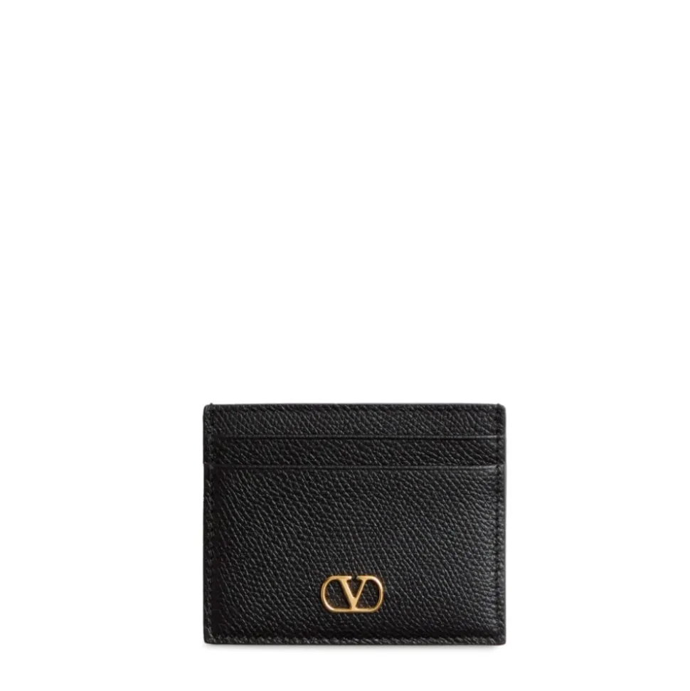 Portefeuille en Cuir Noir avec Logo V